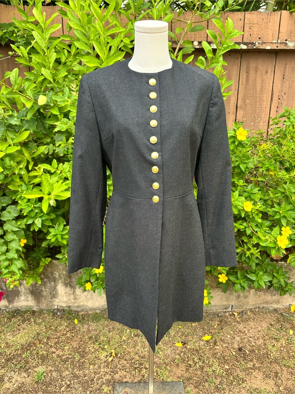 Vintage Harve Benard Charcoal Grey Wool Coat Dress Size 6